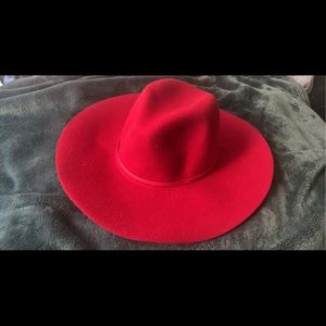 Zara red wide Brim fedora